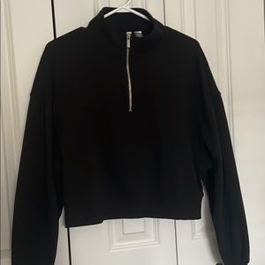 H&M cropped 3/4 zip black sweater